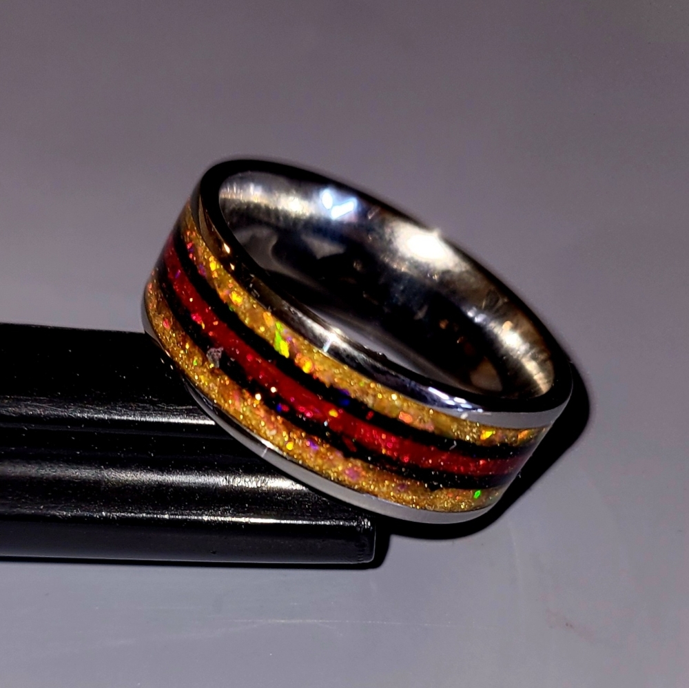 Handmade crushed opal ring